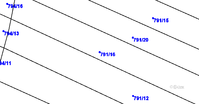 Parcela st. 791/16 v KÚ Proskovice, Katastrální mapa
