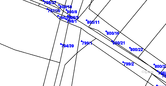 Parcela st. 791/24 v KÚ Proskovice, Katastrální mapa