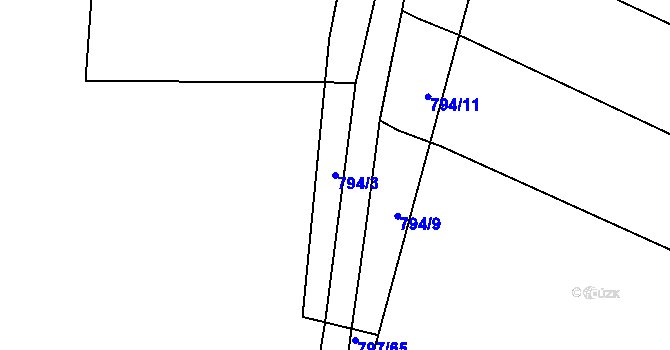 Parcela st. 794/3 v KÚ Proskovice, Katastrální mapa