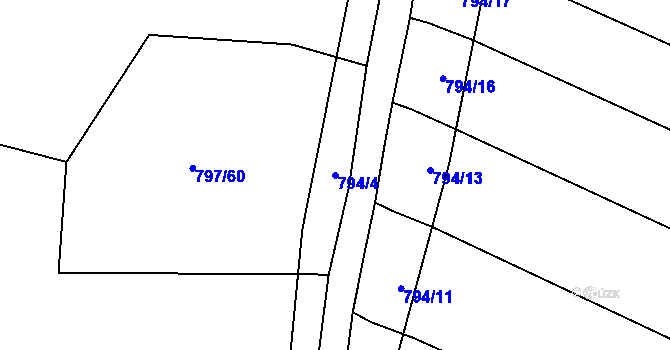 Parcela st. 794/4 v KÚ Proskovice, Katastrální mapa