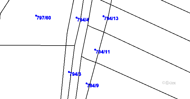 Parcela st. 794/11 v KÚ Proskovice, Katastrální mapa