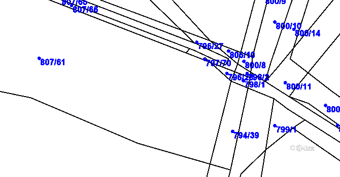 Parcela st. 796/25 v KÚ Proskovice, Katastrální mapa