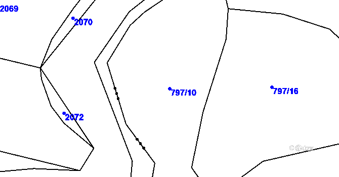 Parcela st. 797/10 v KÚ Proskovice, Katastrální mapa