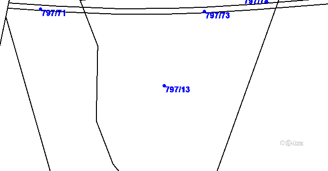 Parcela st. 797/13 v KÚ Proskovice, Katastrální mapa