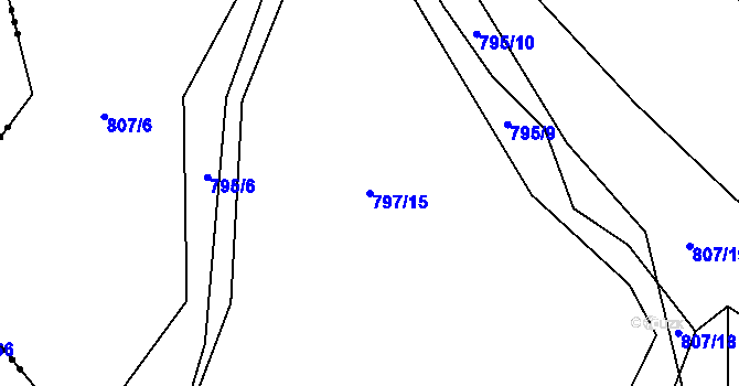 Parcela st. 797/15 v KÚ Proskovice, Katastrální mapa