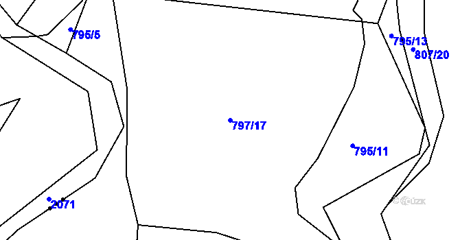 Parcela st. 797/17 v KÚ Proskovice, Katastrální mapa