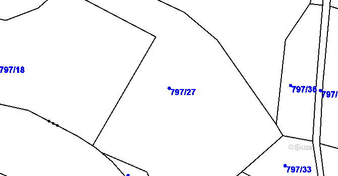 Parcela st. 797/27 v KÚ Proskovice, Katastrální mapa