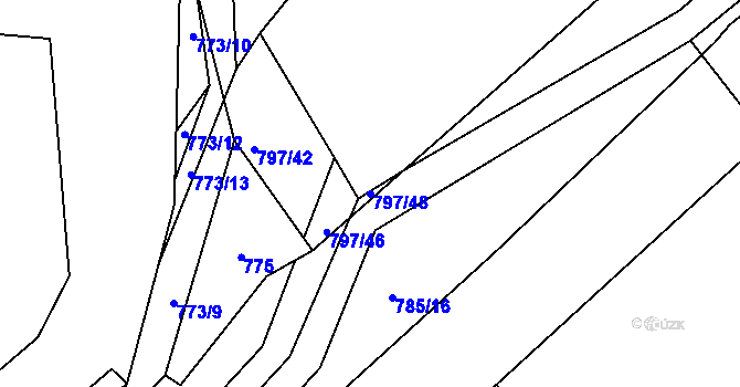 Parcela st. 797/48 v KÚ Proskovice, Katastrální mapa