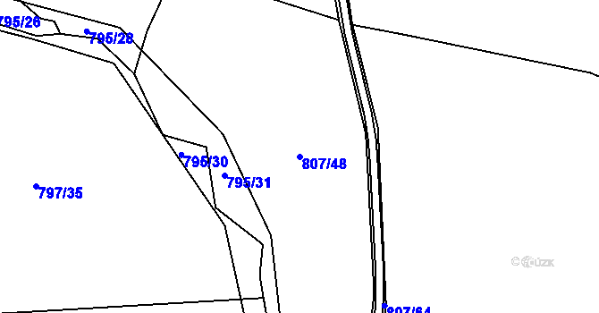 Parcela st. 807/48 v KÚ Proskovice, Katastrální mapa