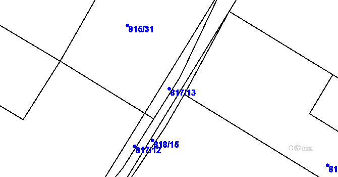 Parcela st. 817/13 v KÚ Proskovice, Katastrální mapa