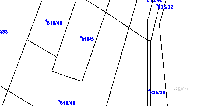 Parcela st. 818/48 v KÚ Proskovice, Katastrální mapa