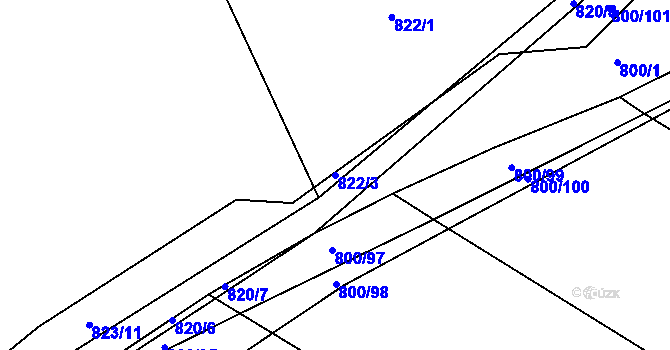 Parcela st. 822/3 v KÚ Proskovice, Katastrální mapa