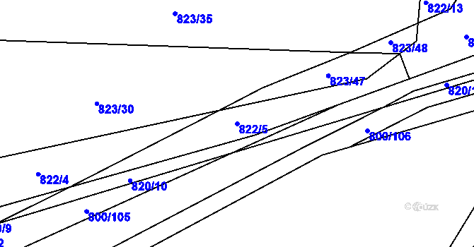 Parcela st. 822/5 v KÚ Proskovice, Katastrální mapa