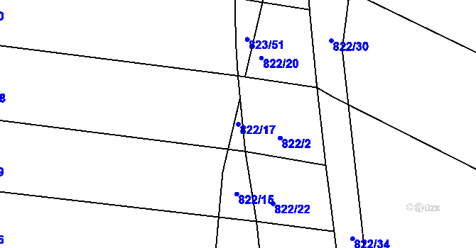 Parcela st. 822/17 v KÚ Proskovice, Katastrální mapa