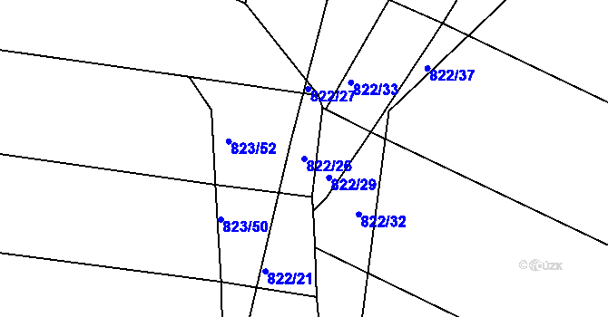 Parcela st. 822/26 v KÚ Proskovice, Katastrální mapa