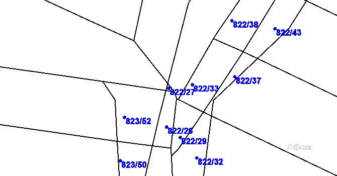 Parcela st. 822/27 v KÚ Proskovice, Katastrální mapa