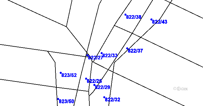 Parcela st. 822/33 v KÚ Proskovice, Katastrální mapa
