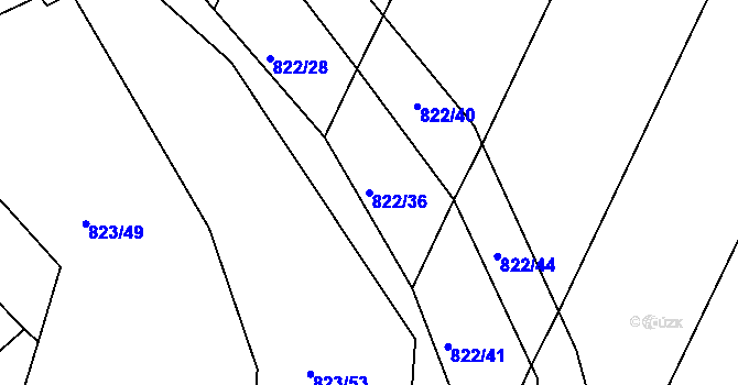 Parcela st. 822/36 v KÚ Proskovice, Katastrální mapa