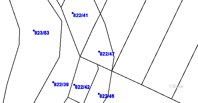 Parcela st. 822/47 v KÚ Proskovice, Katastrální mapa