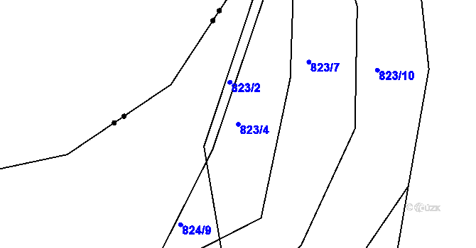 Parcela st. 823/4 v KÚ Proskovice, Katastrální mapa