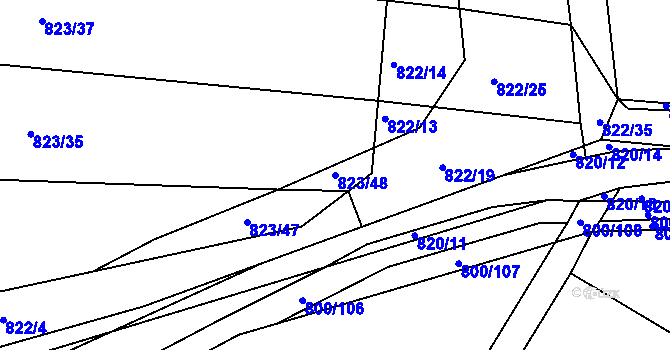 Parcela st. 823/48 v KÚ Proskovice, Katastrální mapa
