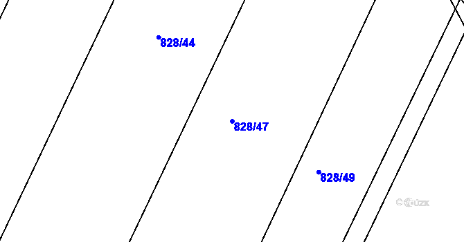 Parcela st. 828/47 v KÚ Proskovice, Katastrální mapa