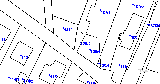 Parcela st. 126/2 v KÚ Proskovice, Katastrální mapa