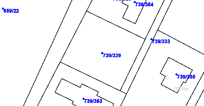 Parcela st. 739/329 v KÚ Proskovice, Katastrální mapa