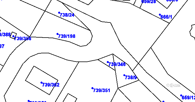 Parcela st. 739/345 v KÚ Proskovice, Katastrální mapa