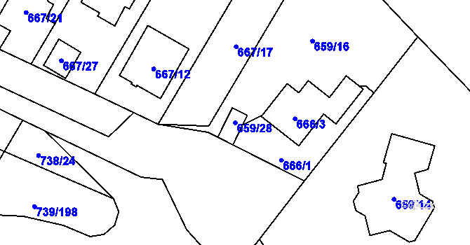 Parcela st. 659/28 v KÚ Proskovice, Katastrální mapa