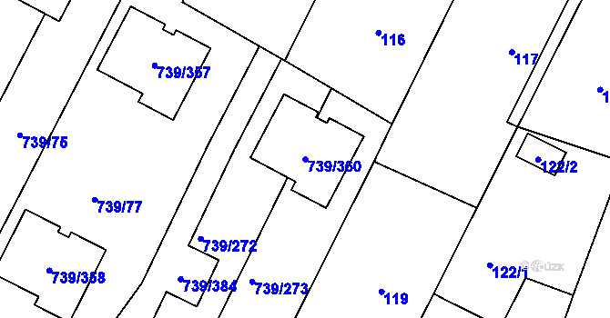 Parcela st. 739/360 v KÚ Proskovice, Katastrální mapa