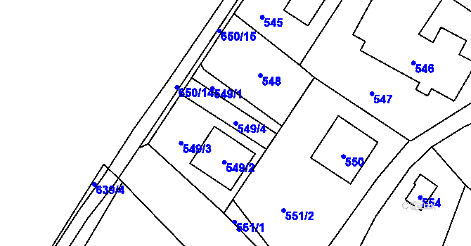 Parcela st. 549/4 v KÚ Proskovice, Katastrální mapa