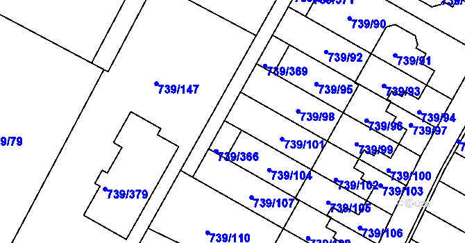 Parcela st. 739/367 v KÚ Proskovice, Katastrální mapa