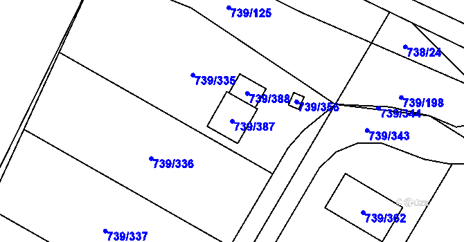 Parcela st. 739/387 v KÚ Proskovice, Katastrální mapa