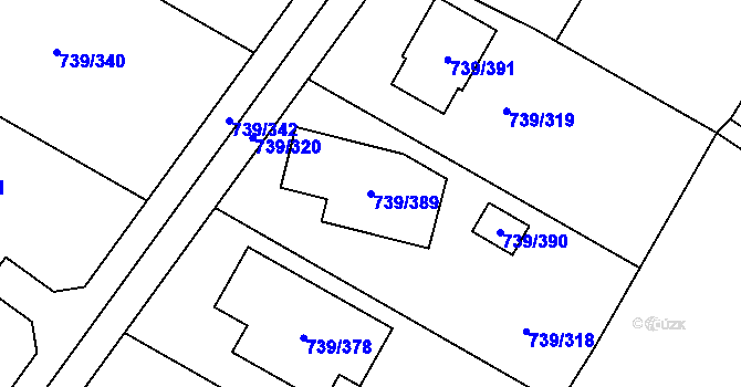 Parcela st. 739/389 v KÚ Proskovice, Katastrální mapa