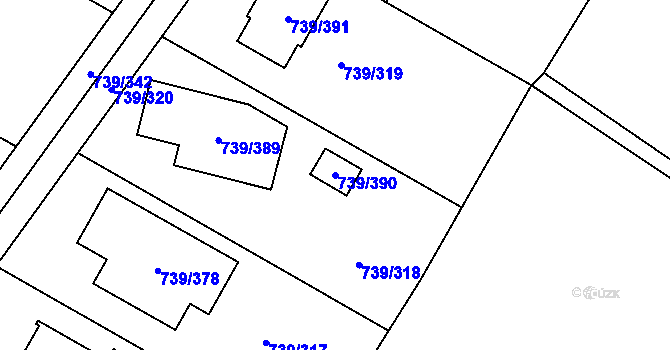 Parcela st. 739/390 v KÚ Proskovice, Katastrální mapa