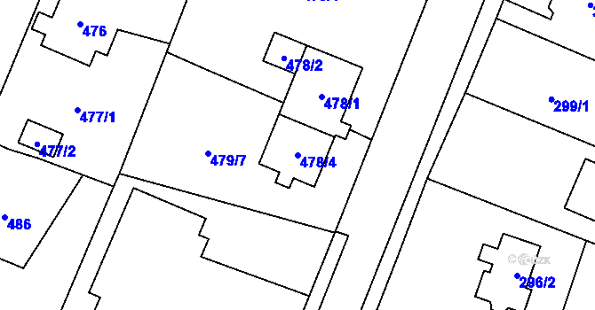 Parcela st. 478/4 v KÚ Proskovice, Katastrální mapa