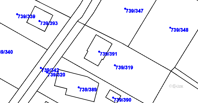 Parcela st. 739/391 v KÚ Proskovice, Katastrální mapa