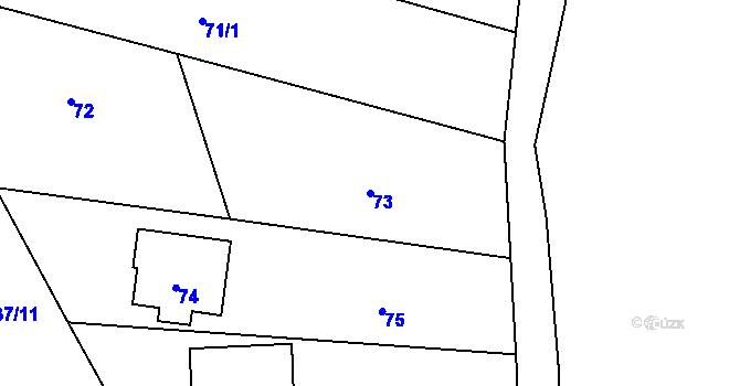 Parcela st. 73 v KÚ Proskovice, Katastrální mapa
