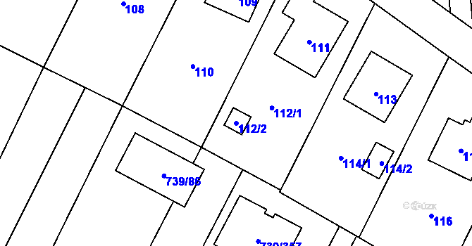 Parcela st. 112/2 v KÚ Proskovice, Katastrální mapa