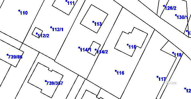 Parcela st. 114/2 v KÚ Proskovice, Katastrální mapa