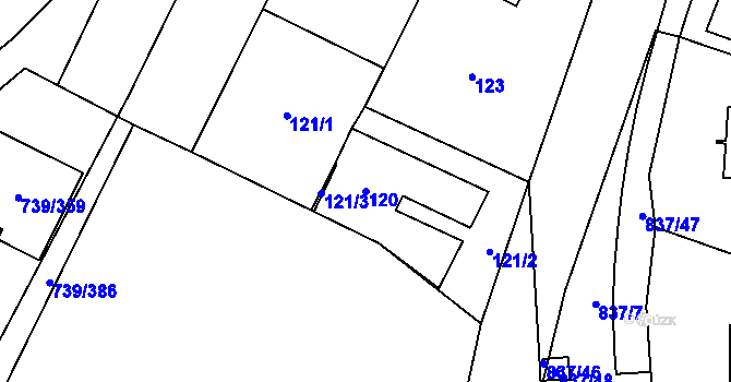 Parcela st. 120 v KÚ Proskovice, Katastrální mapa