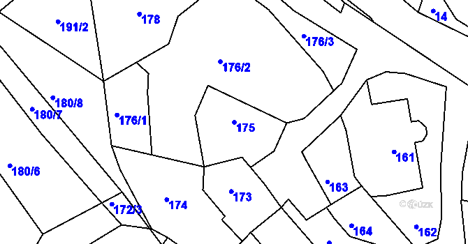 Parcela st. 175 v KÚ Proskovice, Katastrální mapa