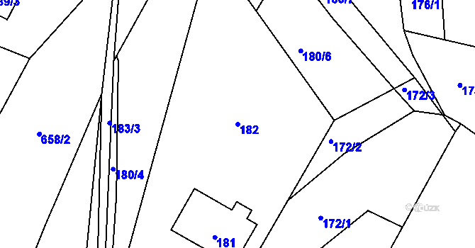 Parcela st. 182 v KÚ Proskovice, Katastrální mapa
