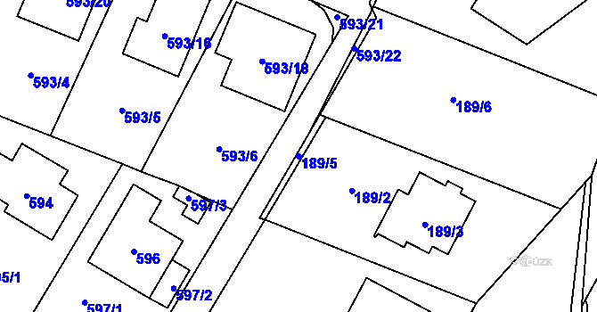 Parcela st. 189/5 v KÚ Proskovice, Katastrální mapa