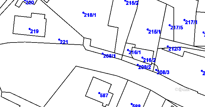 Parcela st. 208/1 v KÚ Proskovice, Katastrální mapa