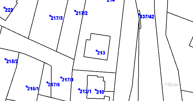 Parcela st. 213 v KÚ Proskovice, Katastrální mapa