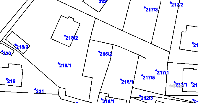 Parcela st. 215/2 v KÚ Proskovice, Katastrální mapa