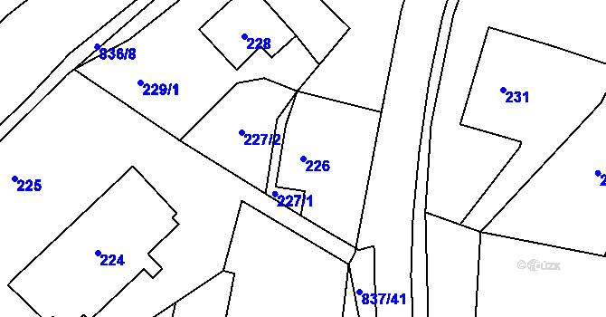Parcela st. 226 v KÚ Proskovice, Katastrální mapa