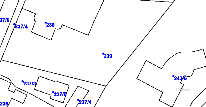 Parcela st. 239 v KÚ Proskovice, Katastrální mapa